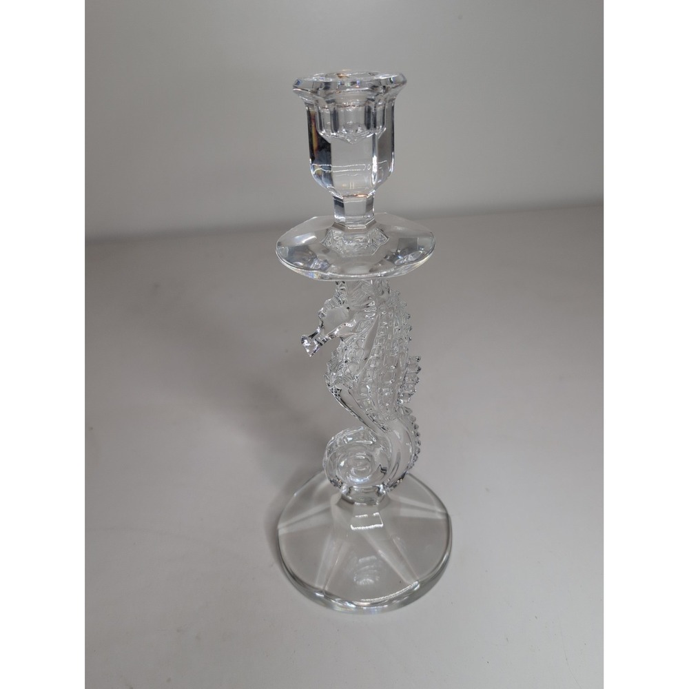 Fine Waterford Crystal Seahorse Candlestick Holder 11.5" Tall